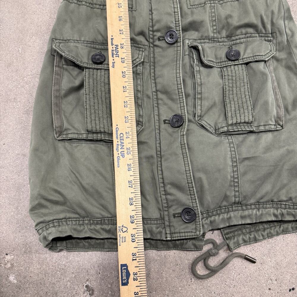 Y2K ABERCROMBIE & FITCH PARKA UTILITY GRUNGE FUR LINED COAT WOMENS XS GREEN - Picture 7 of 8
